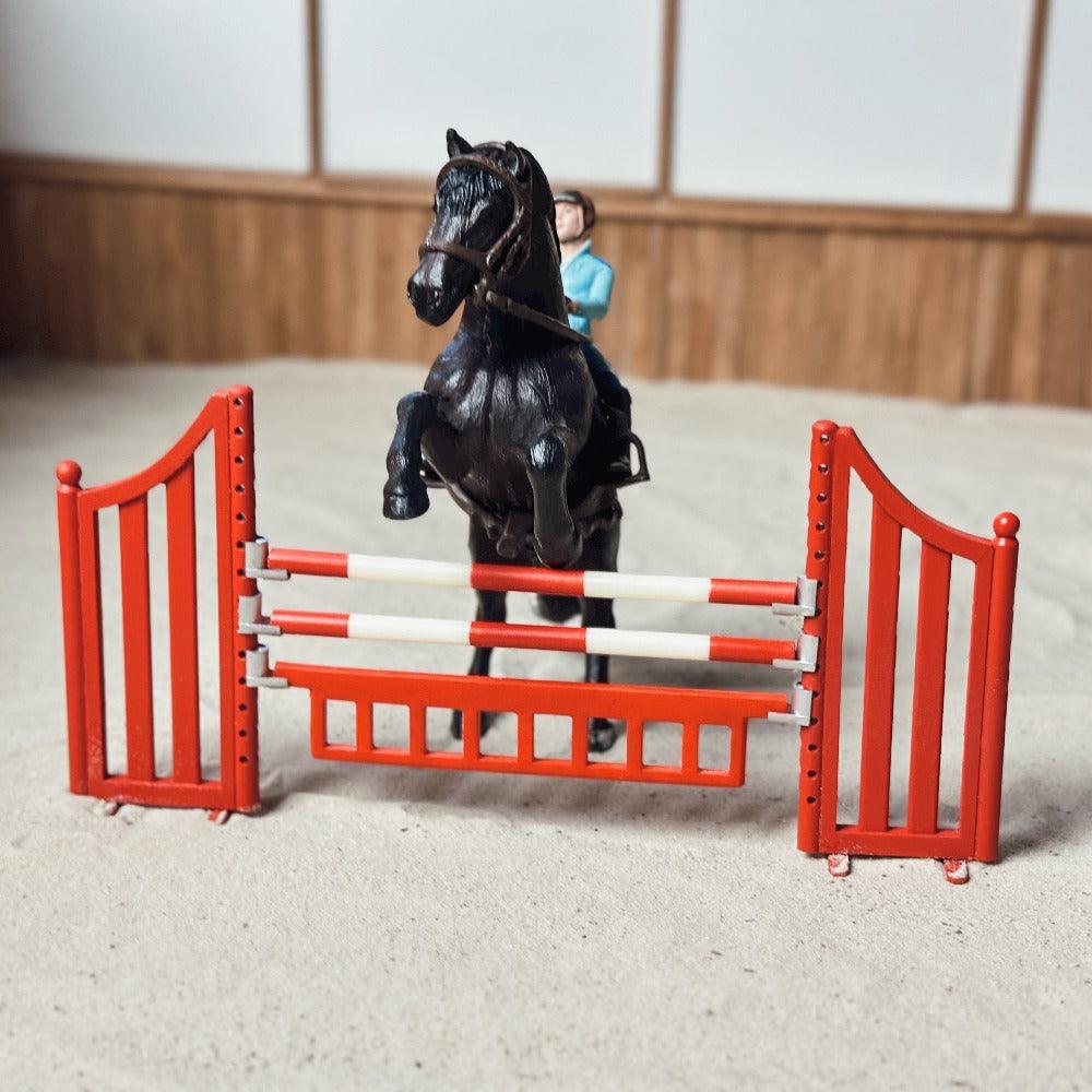 3D printed show jumping fence for model horses (Scale 1:20) red color