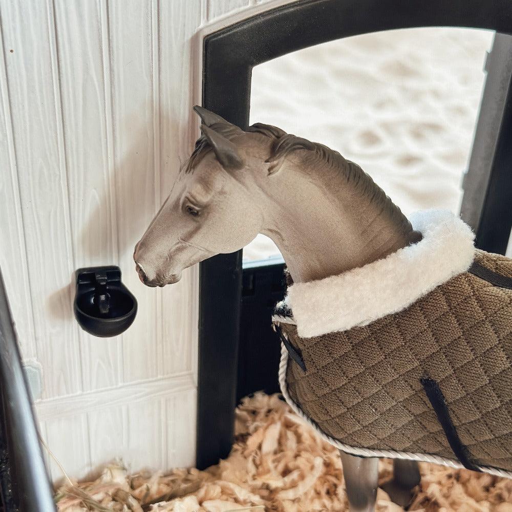 3D printed automatic drinker for Schleich model horses (Scale 1:20) black