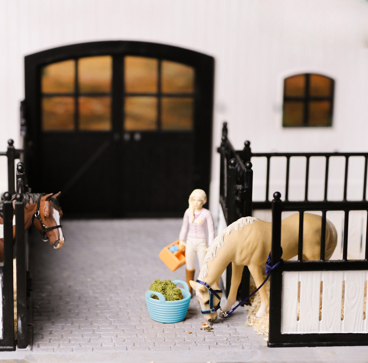 Light Blue Plastic bucket for Schleich model horses