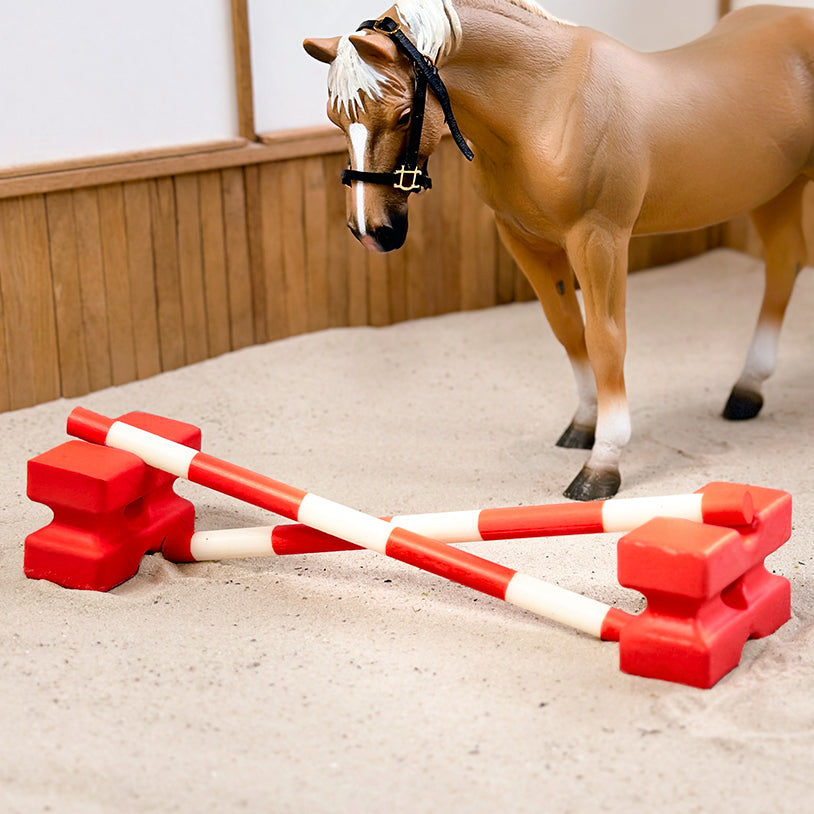 3D printed Cavaletti block set for Breyer Classic model horses (scale 1:12) in Red