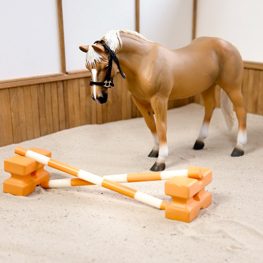 3D printed Cavaletti block set for Schleich model horses (scale 1:20) in Orange