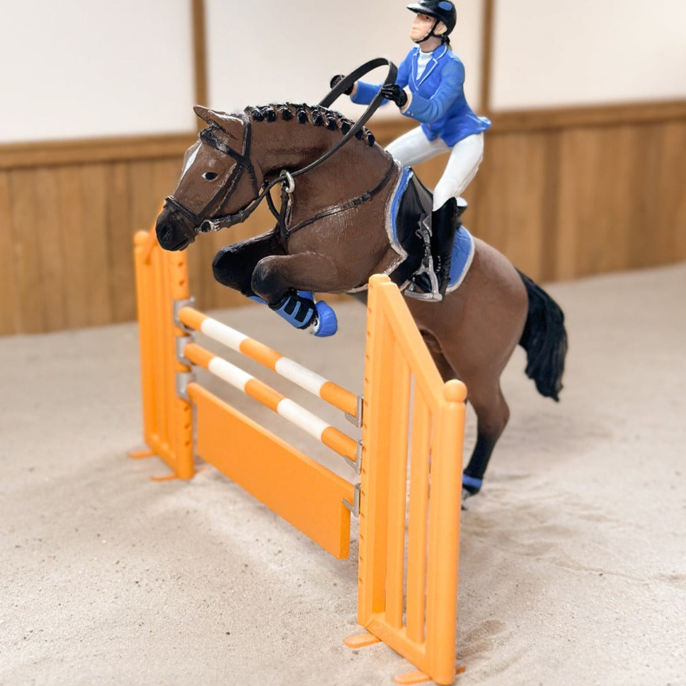 3D printed show jumping fence for Schleich model horses (Scale 1:20) orange color