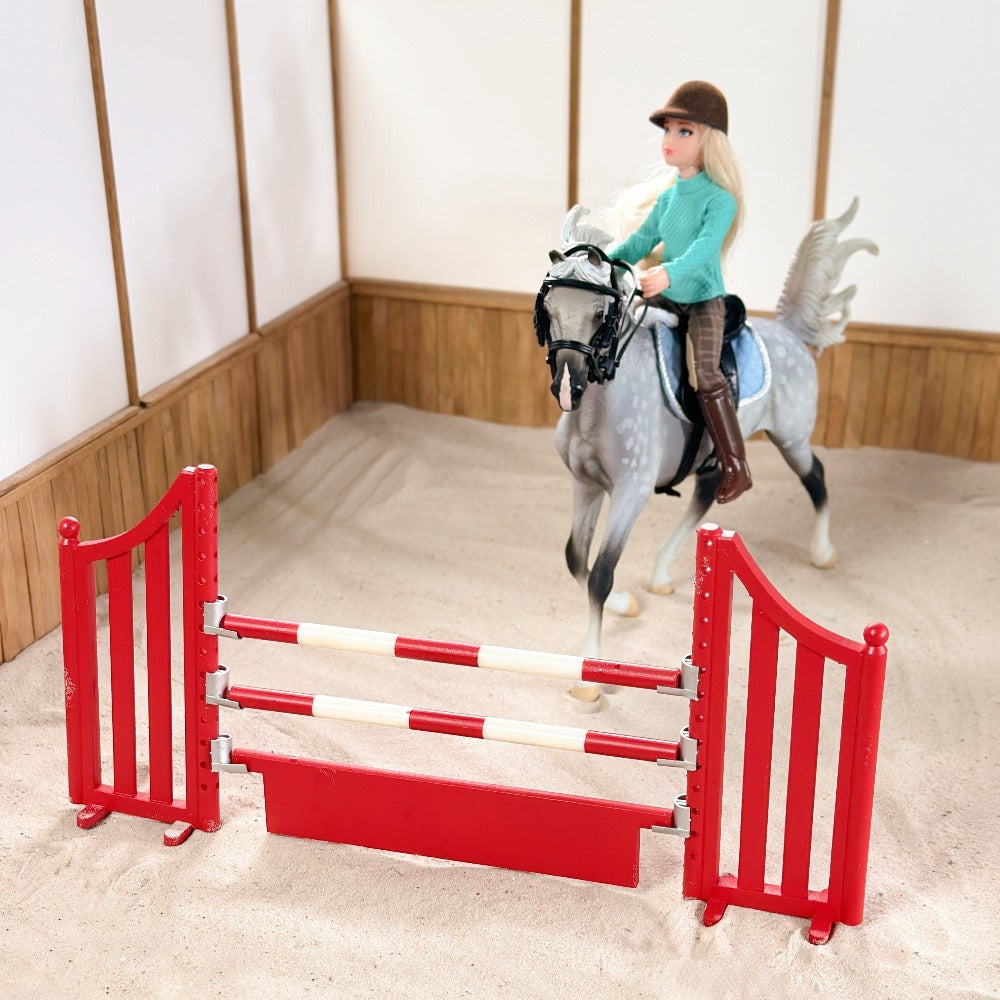 3D printed show jumping fence for model horses (Scale 1:12) red color
