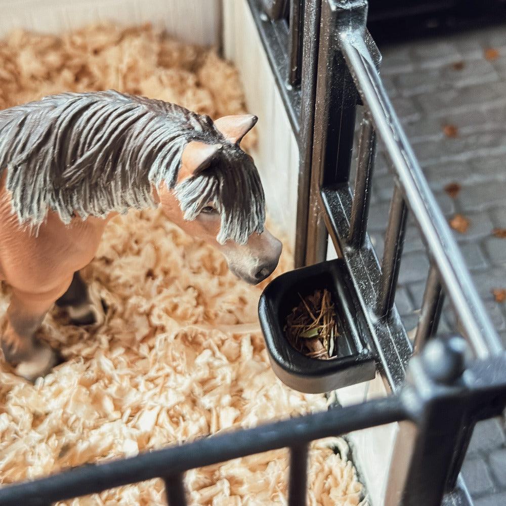 3D printed black manger for Schleich model horses (Scale 1:20)