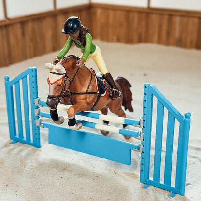 3D printed show jumping fence for model horses (Scale 1:20) in blue