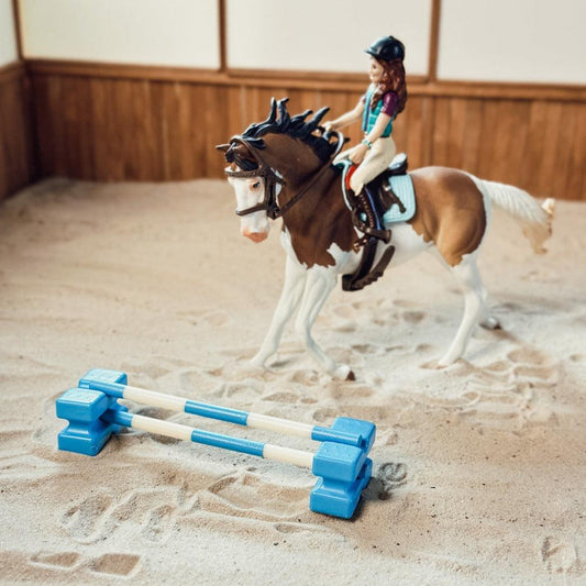 3D printed Cavaletti block set for Schleich model horses (scale 1:20) in blue