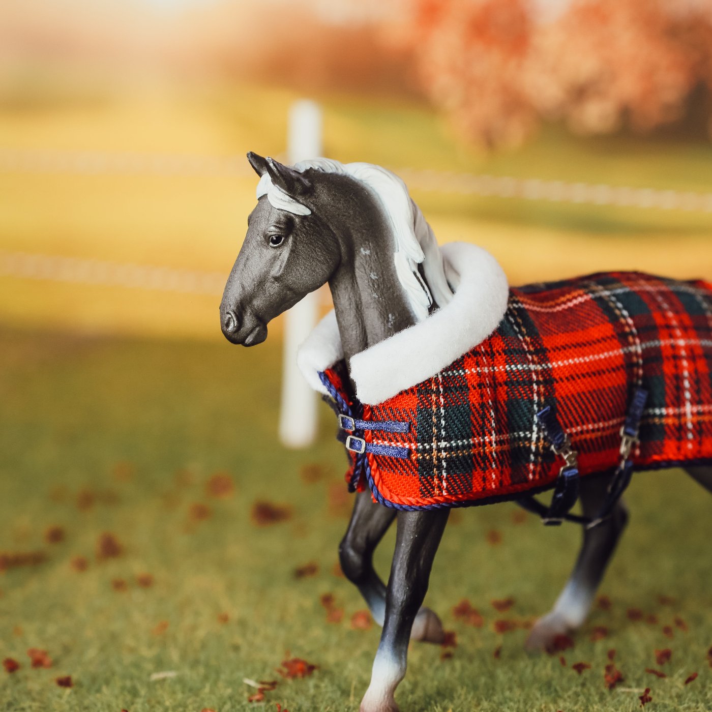 Red Tartan Wool Stable Blanket kit for Schleich model horses