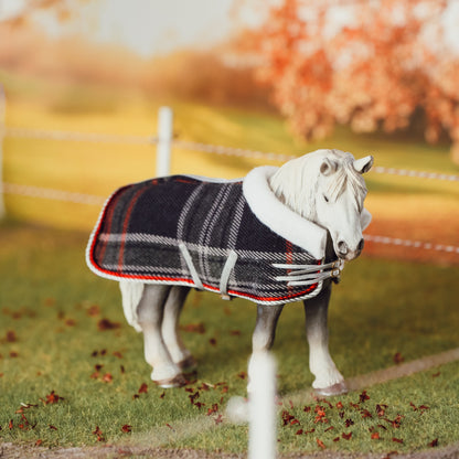 Grey Tartan Wool Stable Blanket kit for Schleich model horses