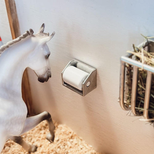 3D printed Salt Block holder for Breyer model horses (Scale 1:9) painted in silver