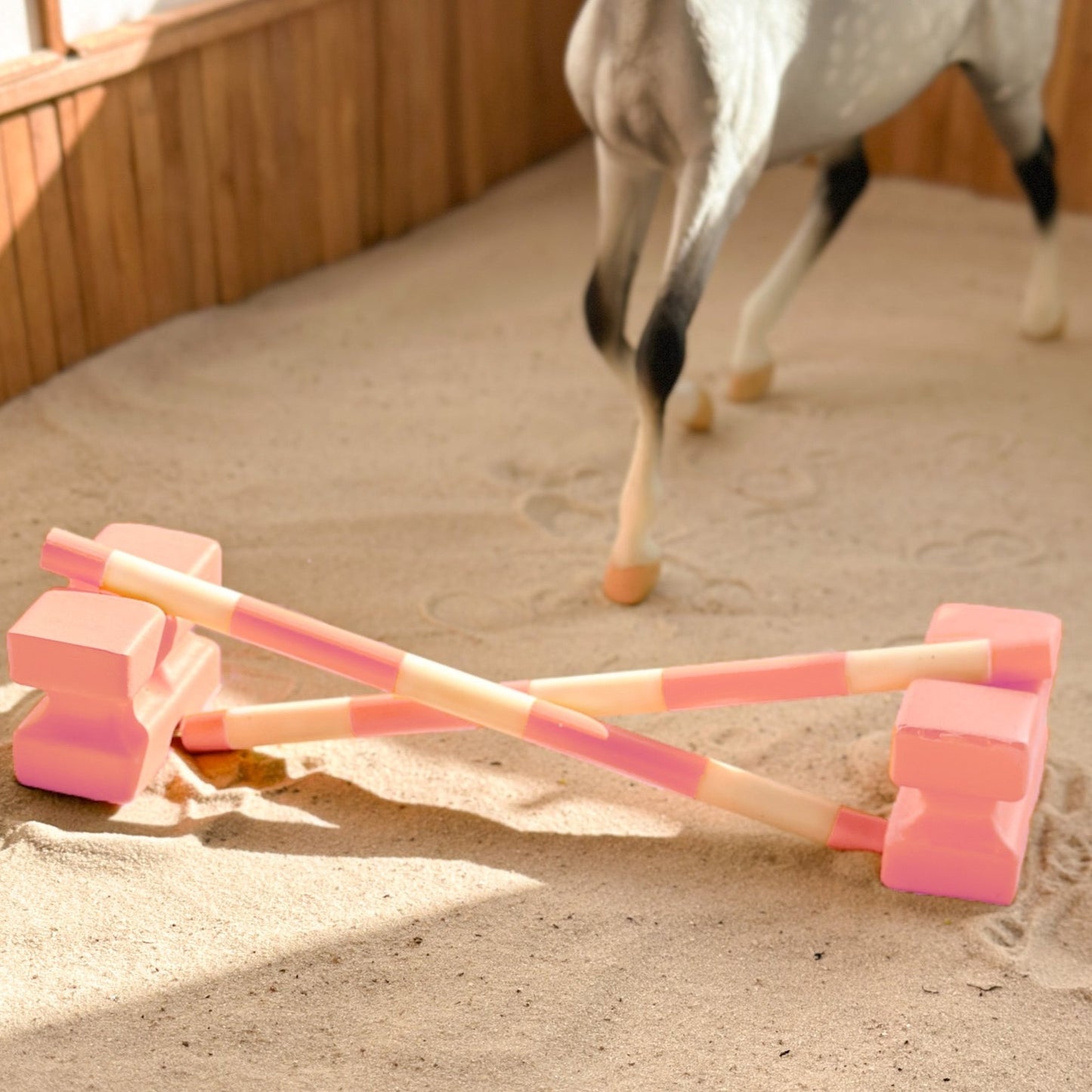 3D printed Cavaletti block set for Breyer Classic  model horses (scale 1:12) in pink