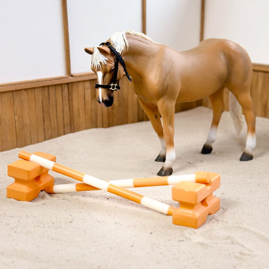 3D printed Cavaletti block set for model horses (scale 1:12) in Orange
