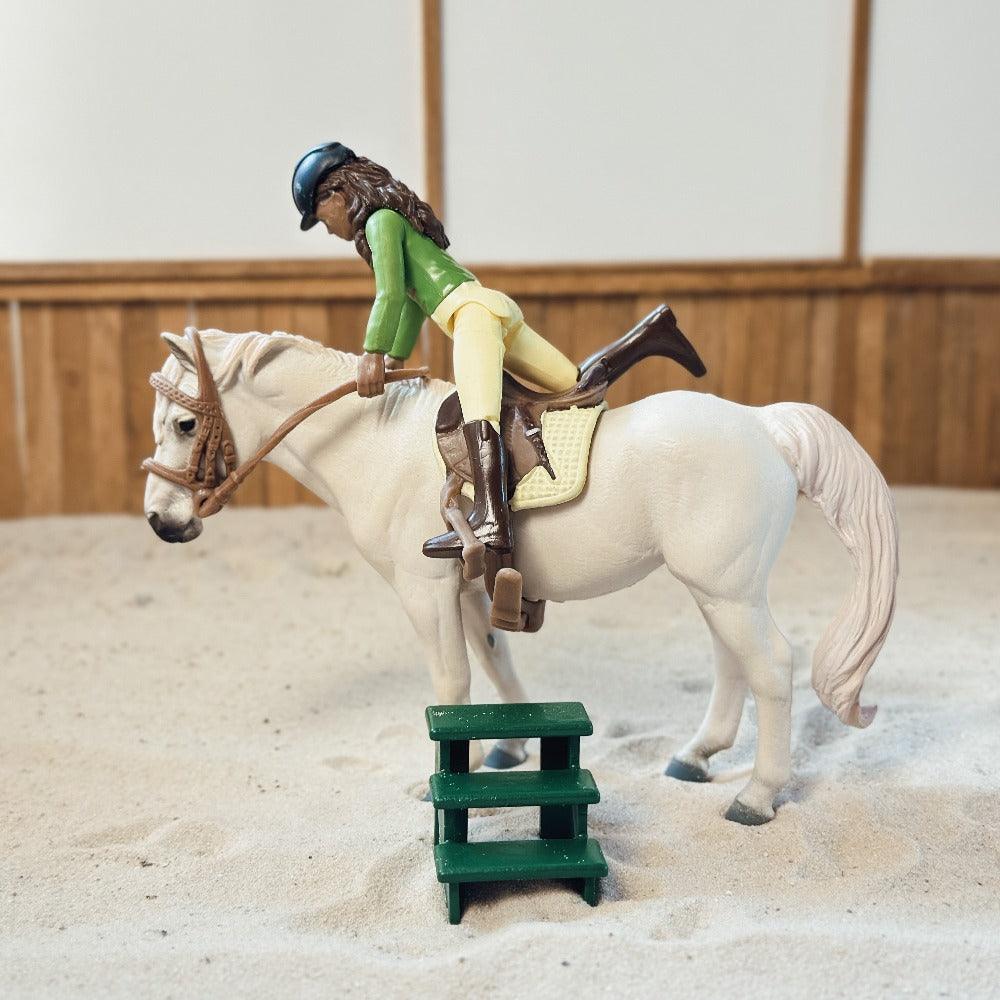 3D printed black Mounting Block for model horses (Scale 1:20) Schleich in green