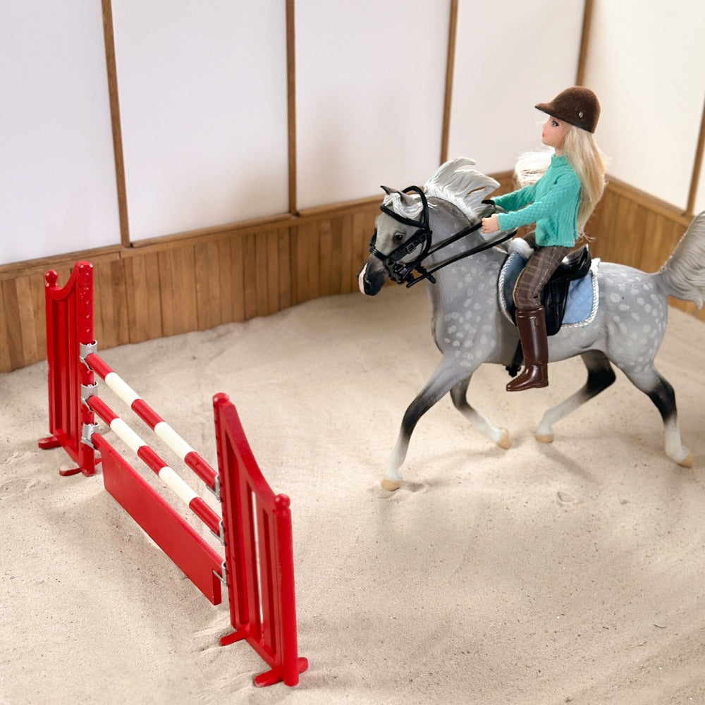 3D printed show jumping fence for model horses (Scale 1:12) red color