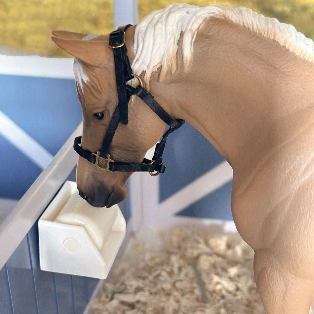 3D printed Salt Block holder for Breyer Classics and CollectA Deluxe model horses (scale 1:12)) painted in white